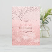 Quinceanera/Imitats Rose Gold Confetti+Snow Bokeh Einladung (Stehend Vorderseite)