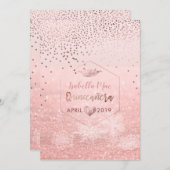 Quinceanera/Imitats Rose Gold Confetti+Snow Bokeh Einladung (Vorne/Hinten)