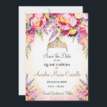 Quinceañera in Aquarellfarben-Blume Save The Date<br><div class="desc">Quinceañera in Aquarell-Blume Save the Date Karte</div>