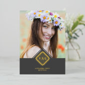 Quinceañera Initials Ornamental Lace Sophisticated Folieneinladung (Stehend vorne)