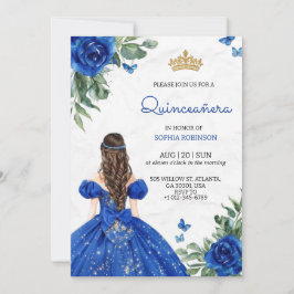 Quinceanera Invitation  a girl wearing blue gown Einladung