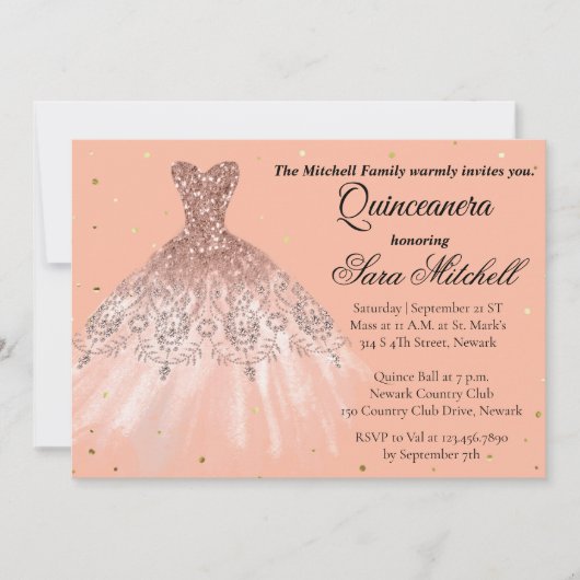 Quinceanera Invitation, Birthday Invite for sweet Ankündigung (Vorderseite)