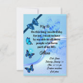 Quinceanera invitation digital butterfly blue einladung (Vorderseite)