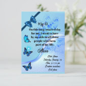 Quinceanera invitation digital butterfly blue einladung (Stehend Vorderseite)