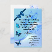 Quinceanera invitation digital butterfly blue einladung (Vorne/Hinten)