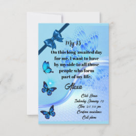 Quinceanera invitation digital butterfly blue einladung