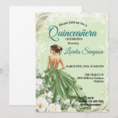  Quinceañera invitation Elegant Green Einladung (Vorne/Hinten)