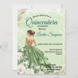 Quinceañera invitation Elegant Green Einladung