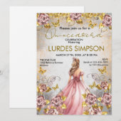  Quinceañera invitation Floral Gold Einladung (Vorne/Hinten)