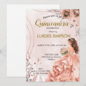  Quinceañera invitation Floral Rose Einladung (Vorne/Hinten)
