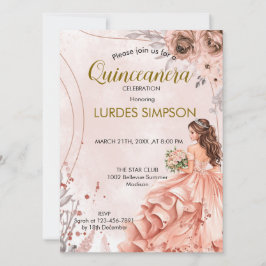 Quinceañera invitation Floral Rose Einladung