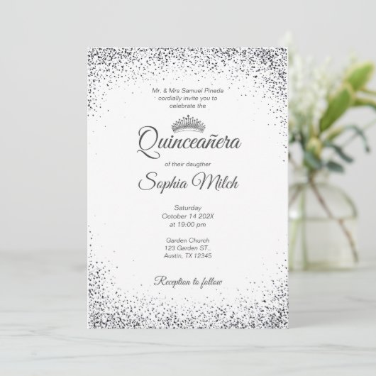 Quinceanera Invitation Minimalist Einladung (Stehend Vorderseite)
