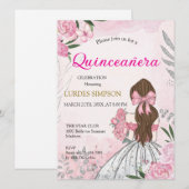 Quinceañera invitation Pink  Einladung (Vorne/Hinten)