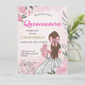  Quinceañera invitation Pink  Einladung (Stehend Vorderseite)