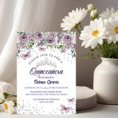 Quinceañera Invitation – Purple Floral & Butterfly Einladung