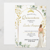  Quinceañera invitation White Floral  Einladung (Vorne/Hinten)
