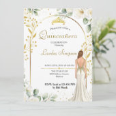  Quinceañera invitation White Floral  Einladung (Stehend Vorderseite)