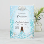 Quinceanera Invitation with an ocean theme  Einladung (Stehend Vorderseite)