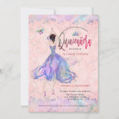Quinceanera Iridescent Blush Pink Dancing Girl Einladung (Vorderseite)