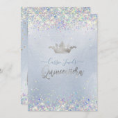 Quinceanera Iridescent Confetti+Princess Crown Einladung (Vorne/Hinten)