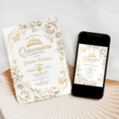 Quinceanera Ivory Gold Creme Einladung