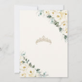Quinceañera Ivory White Floral Champagne Dress Einladung (Rückseite)