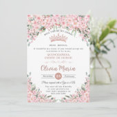 Quinceañera Kirschblüten Rose Gold Dama Anforderun Einladung (Stehend Vorderseite)