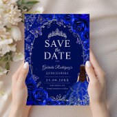 Quinceanera Königlich Blau Silber Save The Date