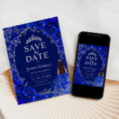 Quinceanera Königlich Blau Silber Save The Date