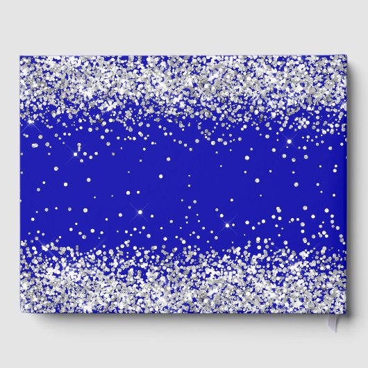 Quinceanera königlich blaues Kleid Konfetti Gästebuch (Rückseite)