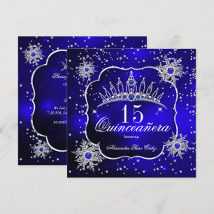 Quinceanera Königlich Blaues Schneeflocken-Diadem  Einladung