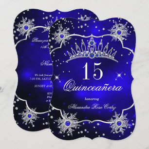 Quinceanera Königlich Blaues Schneeflocken-Diadem  Einladung
