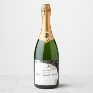 Quinceañera Label Champagne Flasche Schwarz & Gold Schaumweinetikett