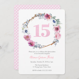 Quinceañera Latina 15. Geburtstagsparty für Mädche Einladung