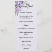 Quinceanera Lavendel doppelseitige Programmkarte Programm (Rückseite)