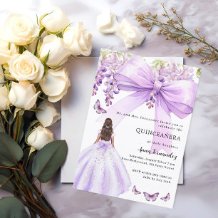 Quinceanera Lavendel-Schleife Blumenkleid Einladung