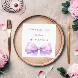 Quinceanera-lavendel-Schleifen-Lunch Serviette