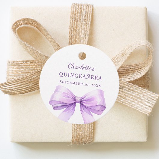 Quinceanera lavender bow DIY write by hand Geschenkanhänger