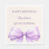 Quinceanera lavender bow ivory luncheon serviette (Vorderseite)