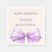 Quinceanera lavender bow ivory serviette (Vorderseite)