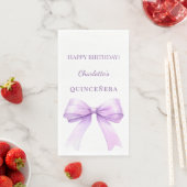 Quinceanera lavender bow white serviette (Beispiel)