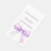 Quinceanera lavender bow white serviette (Ecke)