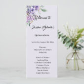 Quinceanera Lavender double side program card  Programm (Stehend Vorderseite)
