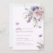 Quinceañera Lavender Dusty Lila Butterfly Einladung (Vorderseite)