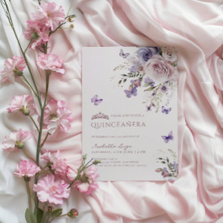 Quinceañera Lavender Dusty Lila Butterfly Einladung