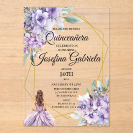 Quinceanera Lavender floral  Acryleinladungen