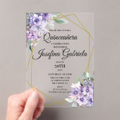 Quinceanera Lavender floral  Acryleinladungen (Insitu (Handheld))