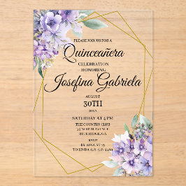 Quinceanera Lavender floral  Acryleinladungen