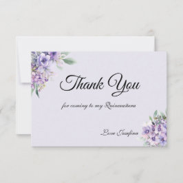 Quinceanera Lavender floral Thank You Card Dankeskarte