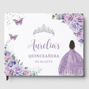 QUINCEAÑERA Lavender Lila Blumenbraun-Prinzessin Gästebuch